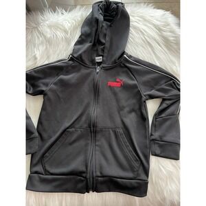 Puma Boys Zip Hoodie Black Size 6 Full Zip Sweatshirt Jacket  Hoodie Used